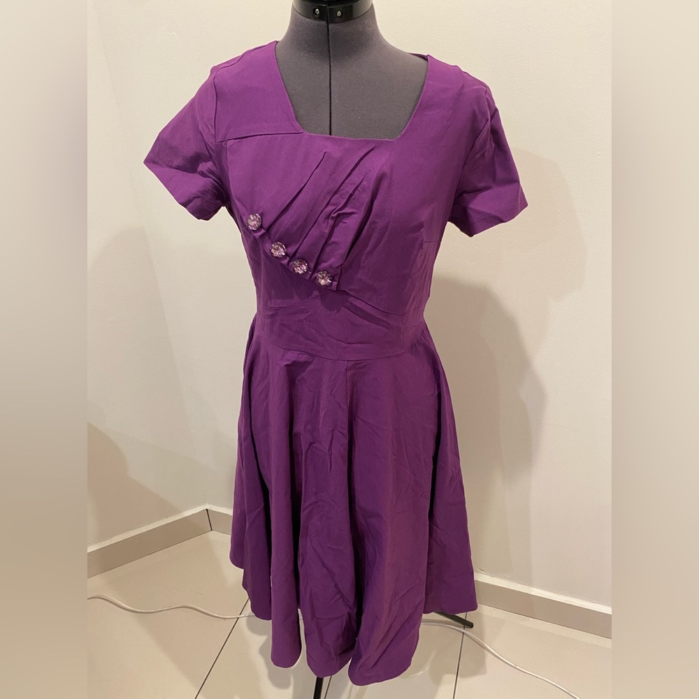 Gown Town Purple Fit & Flare Pinup Dress (US M)